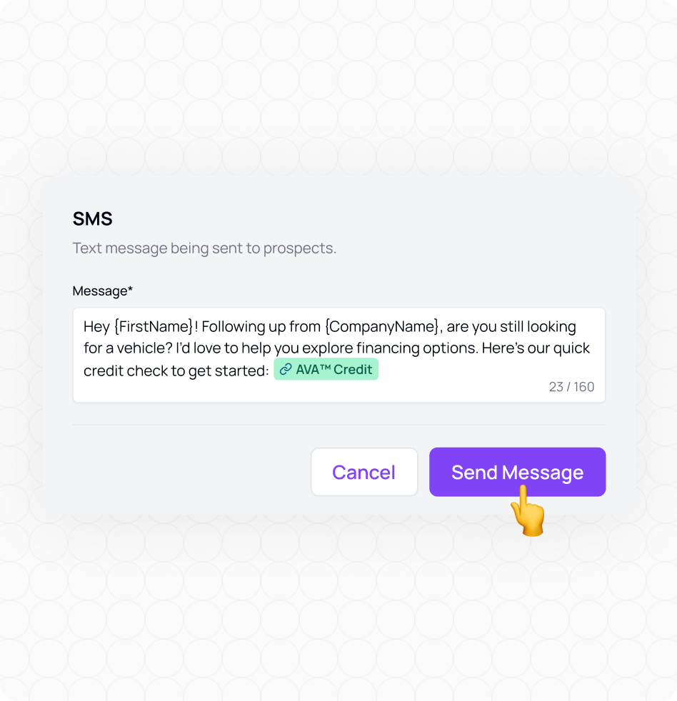AVA™ SMS Hub automated lead nurture